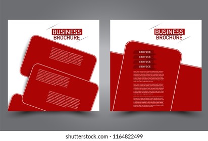 Square flyer template. Simple brochure design. For business and education. Vector illustration. Red color.