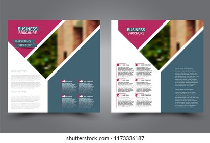 Square flyer template. Simple brochure design. Poster for business, education, advertisement, banner, ad banner. Vector illustration. Blue and pink color.