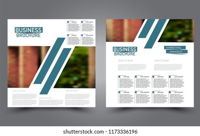 Square flyer template. Simple brochure design. Poster for business, education, advertisement, banner, ad banner. Vector illustration.Blue color.