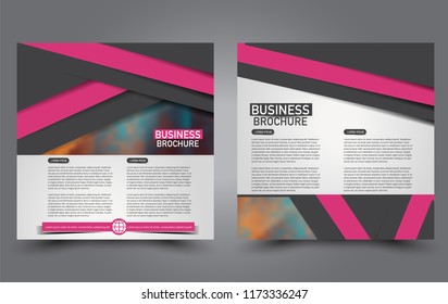Square flyer template. Simple brochure design. Poster for business, education, advertisement, banner, ad banner. Vector illustration. Pink and black color.