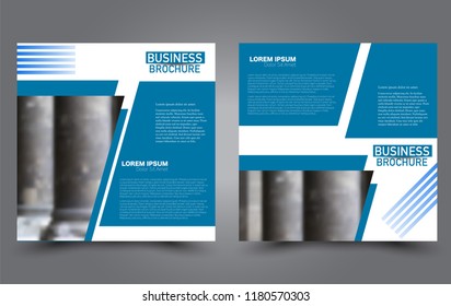 Square flyer template. Simple brochure design. Poster for business, education, advertisement, banner, ad banner. Vector illustration. Blue color.