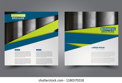 Square flyer template. Simple brochure design. Poster for business, education, advertisement, banner, ad banner. Vector illustration.Blue and green color.