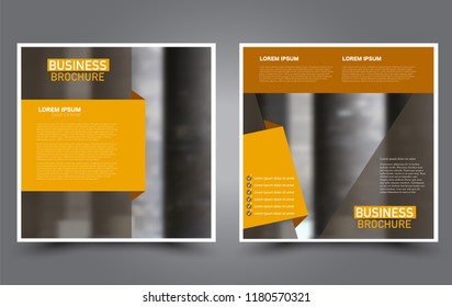 Square flyer template. Simple brochure design. Poster for business, education, advertisement, banner, ad banner. Vector illustration. Orange color.