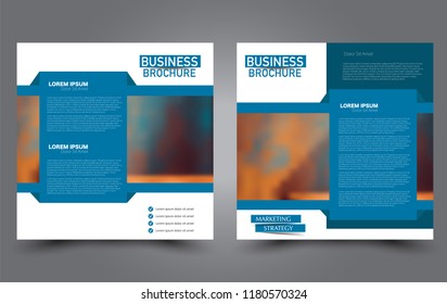 Square flyer template. Simple brochure design. Poster for business, education, advertisement, banner, ad banner. Vector illustration. Blue color.