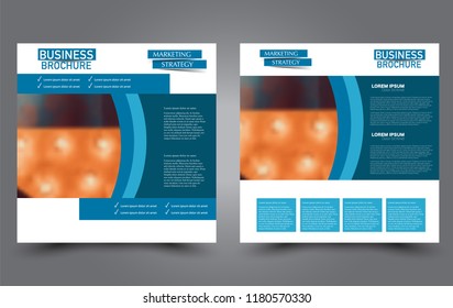 Square flyer template. Simple brochure design. Poster for business, education, advertisement, banner, ad banner. Vector illustration. Blue color.