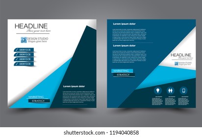 Square flyer template. Simple brochure design. Poster for business, education, advertisement, banner, ad banner. Vector illustration. Blue color.