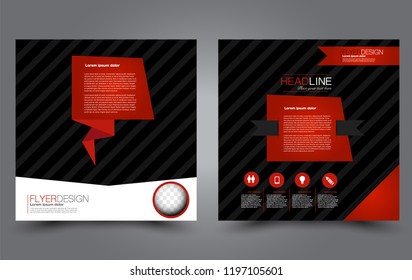Square flyer template. Simple brochure design. Poster for business, education, advertisement, banner, ad banner. Black and red color. Vector illustration.