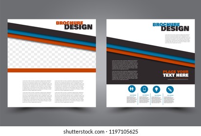 Square flyer template. Simple brochure design. Poster for business, education, advertisement, banner, ad banner. Red and blue color. Vector illustration.