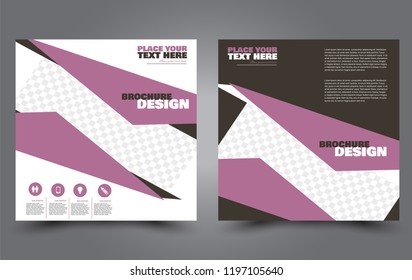Square flyer template. Simple brochure design. Poster for business, education, advertisement, banner, ad banner. Pink and brown color. Vector illustration.