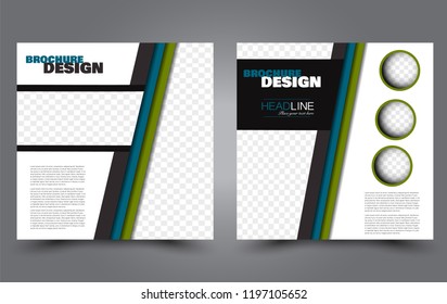 Square flyer template. Simple brochure design. Poster for business, education, advertisement, banner, ad banner. Green and blue color. Vector illustration.