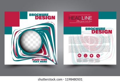 Square flyer template. Simple brochure design. Poster for business, education, advertisement, banner, ad banner. Green and red color. Vector illustration.