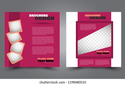 Square flyer template. Simple brochure design. Poster for business, education, advertisement, banner, ad banner. Pink color. Vector illustration.