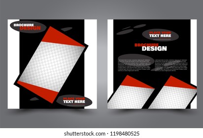 Square flyer template. Simple brochure design. Poster for business, education, advertisement, banner, ad banner. Red and black color. Vector illustration.