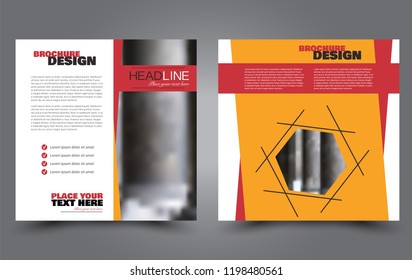 Square flyer template. Simple brochure design. Poster for business, education, advertisement, banner, ad banner. Orange and red color. Vector illustration.