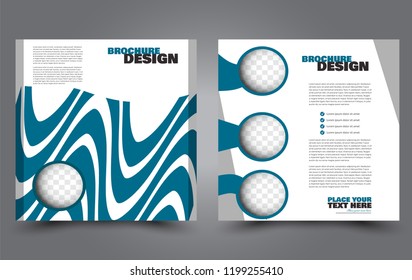 Square flyer template. Simple brochure design. Poster for business, education, advertisement, banner, ad banner. Blue color. Vector illustration.
