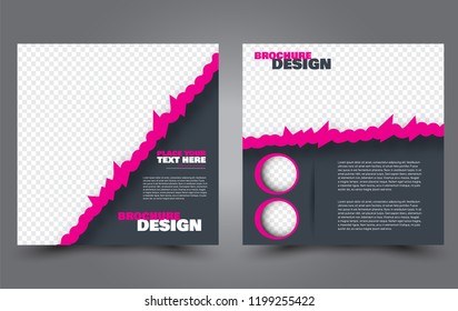 Square flyer template. Simple brochure design. Poster for business, education, advertisement, banner, ad banner. Pink and grey color. Vector illustration.