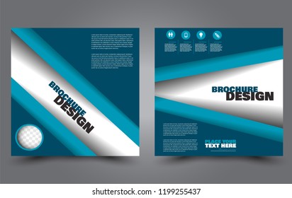 Square flyer template. Simple brochure design. Poster for business, education, advertisement, banner, ad banner. Blue color. Vector illustration.