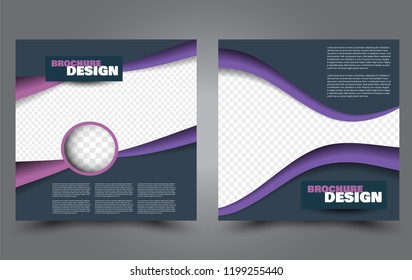Square flyer template. Simple brochure design. Poster for business, education, advertisement, banner, ad banner. Purple and black color. Vector illustration.