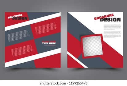 Square flyer template. Simple brochure design. Poster for business, education, advertisement, banner, ad banner. Red color. Vector illustration.