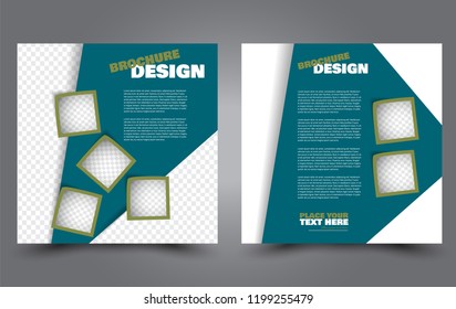 Square flyer template. Simple brochure design. Poster for business, education, advertisement, banner, ad banner. Green color. Vector illustration.