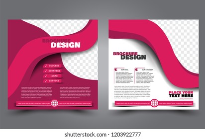 Square flyer template. Simple brochure design. Poster for business, education, advertisement, banner, ad banner. Pink color. Vector illustration.