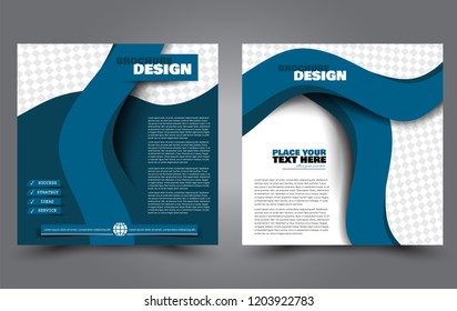 Square flyer template. Simple brochure design. Poster for business, education, advertisement, banner, ad banner. Blue color. Vector illustration.
