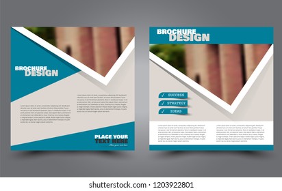 Square flyer template. Simple brochure design. Poster for business, education, advertisement, banner, ad banner. Blue color. Vector illustration.