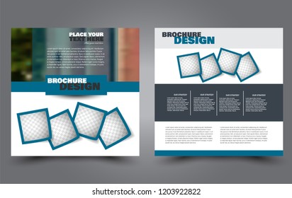 Square flyer template. Simple brochure design. Poster for business, education, advertisement, banner, ad banner. Blue color. Vector illustration.