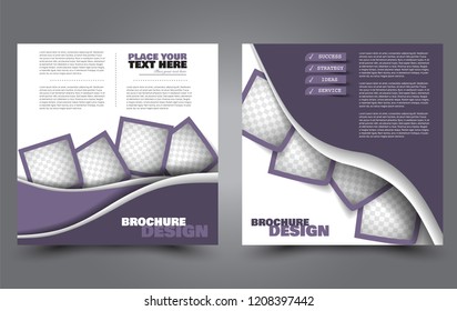 Square flyer template. Simple brochure design. Poster for business, education, advertisement, banner, ad banner. Purple color. Vector illustration.