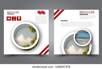 Square flyer template. Simple brochure design. Poster for business, education, advertisement, banner, ad banner. Red color. Vector illustration.