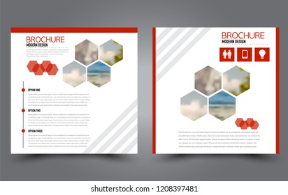 Square flyer template. Simple brochure design. Poster for business, education, advertisement, banner, ad banner. Red color. Vector illustration.