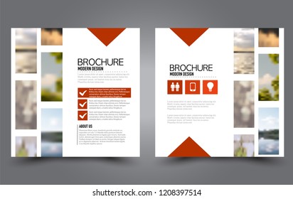 Square flyer template. Simple brochure design. Poster for business, education, advertisement, banner, ad banner. Red color. Vector illustration.