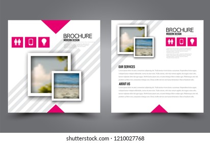 Square flyer template. Simple brochure design. Poster for business, education, advertisement, banner, ad banner. Pink color. Vector illustration.