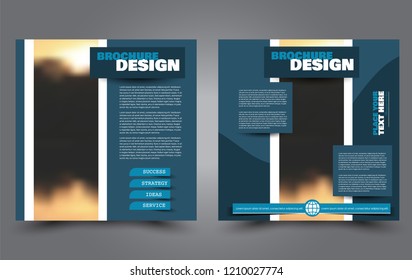 Square flyer template. Simple brochure design. Poster for business, education, advertisement, banner, ad banner. Blue color. Vector illustration.