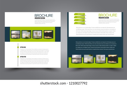 Square flyer template. Simple brochure design. Poster for business, education, advertisement, banner, ad banner. Blue and green color. Vector illustration.