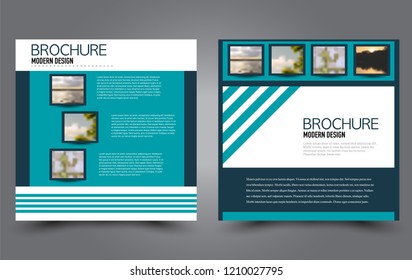 Square flyer template. Simple brochure design. Poster for business, education, advertisement, banner, ad banner. Blue color. Vector illustration.