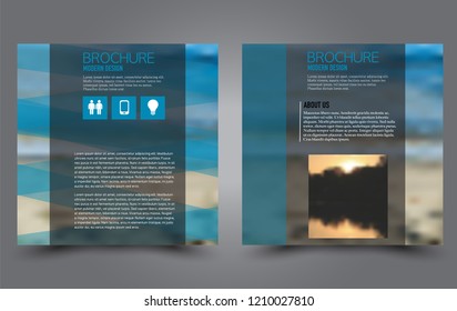 Square flyer template. Simple brochure design. Poster for business, education, advertisement, banner, ad banner. Blue color. Vector illustration.