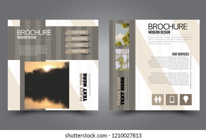 Square flyer template. Simple brochure design. Poster for business, education, advertisement, banner, ad banner. Brown color. Vector illustration.