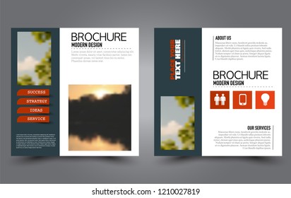Square flyer template. Simple brochure design. Poster for business, education, advertisement, banner, ad banner. Blue and red color. Vector illustration.