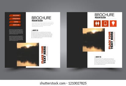 Square flyer template. Simple brochure design. Poster for business, education, advertisement, banner, ad banner. Black and red color. Vector illustration.