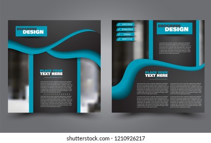 Square flyer template. Simple brochure design. Poster for business, education, advertisement, banner, ad banner. Black and blue color. Vector illustration.