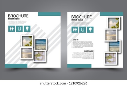 Square flyer template. Simple brochure design. Poster for business, education, advertisement, banner, ad banner. Blue color. Vector illustration.