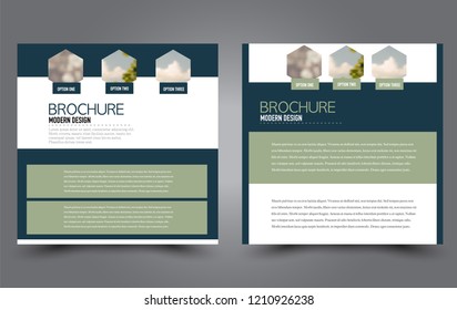Plantilla de volante cuadrado. Diseño sencillo de folleto. Afiche para negocios, educación, publicidad, banner y banner. Color azul y verde. Ilustración vectorial.