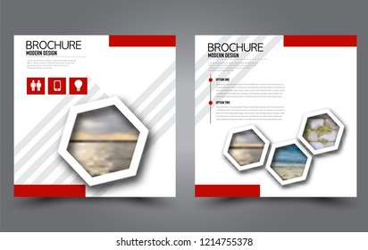 Square flyer template. Simple brochure design. Poster for business, education, advertisement, banner, ad banner. Red color. Vector illustration.