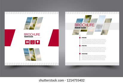 Square flyer template. Simple brochure design. Poster for business, education, advertisement, banner, ad banner. Red color. Vector illustration.