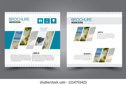 Square flyer template. Simple brochure design. Poster for business, education, advertisement, banner, ad banner. Blue color. Vector illustration.