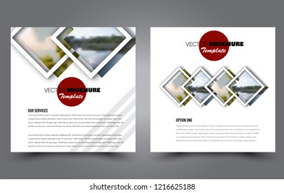 Square flyer template. Simple brochure design. Poster for business, education, advertisement, banner, ad banner. Red color. Vector illustration.