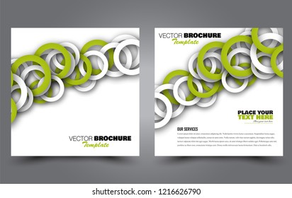 Square flyer template. Simple brochure design. Poster for business, education, advertisement, banner, ad banner. Green color. Vector illustration.