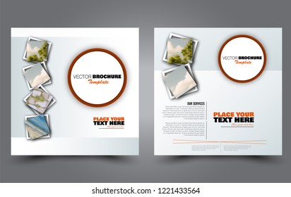 Square flyer template. Simple brochure design. Poster for business, education, advertisement, banner, ad banner. Orange color. Vector illustration.