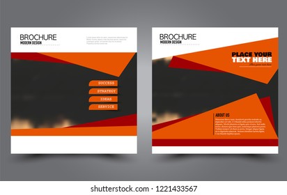 Square flyer template. Simple brochure design. Poster for business, education, advertisement, banner, ad banner. Orange color. Vector illustration.